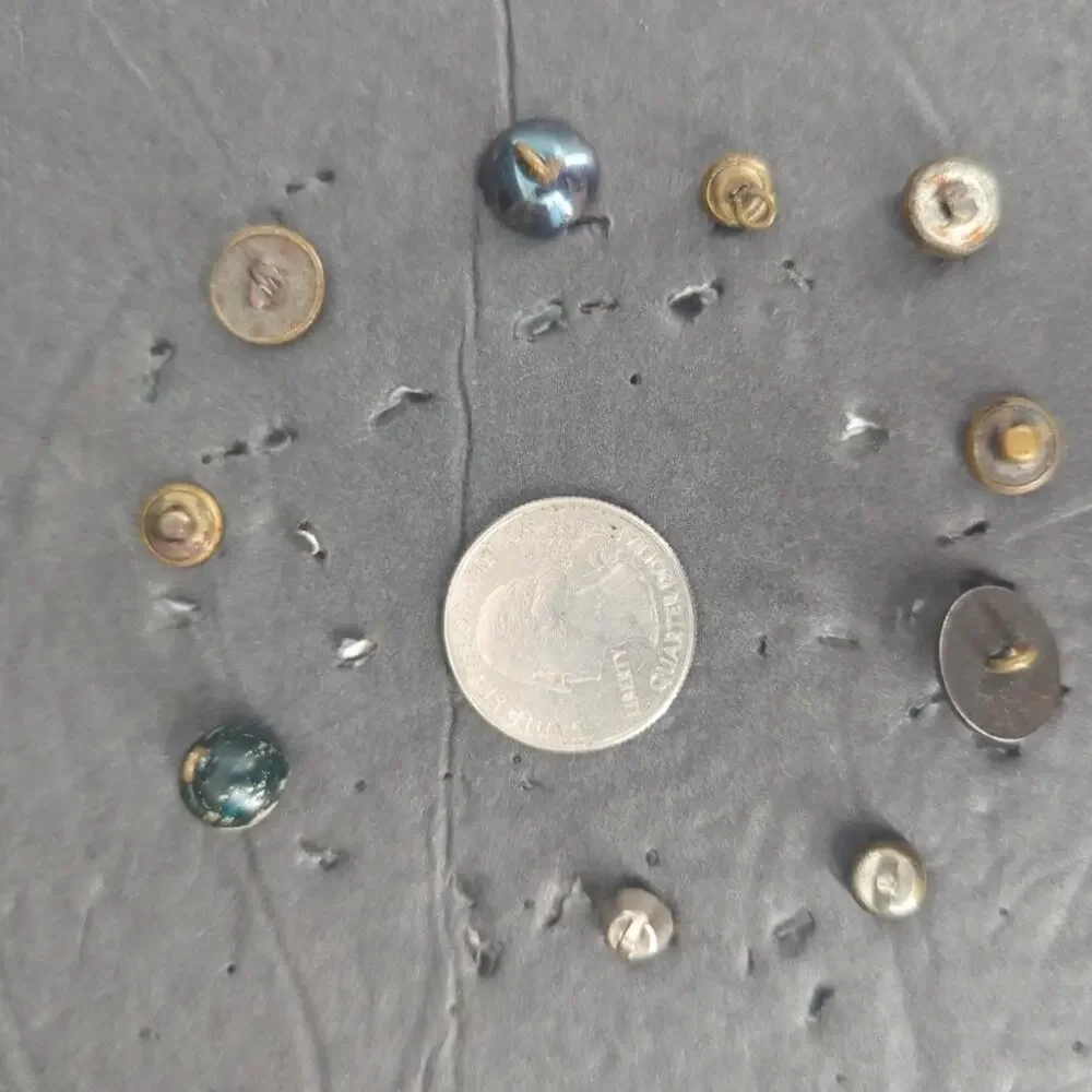 LOT I of 10 Antique Vintage Victorian Brass Mixed Materials Buttons ESTATE FIND